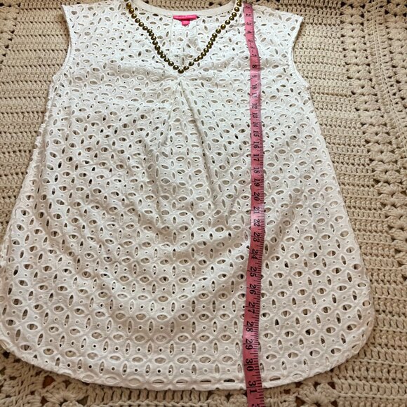 Lilly Pulitzer x Target White Eyelet Brass Studded Tunic Swim Coverup Sz Small - Picture 7 of 9